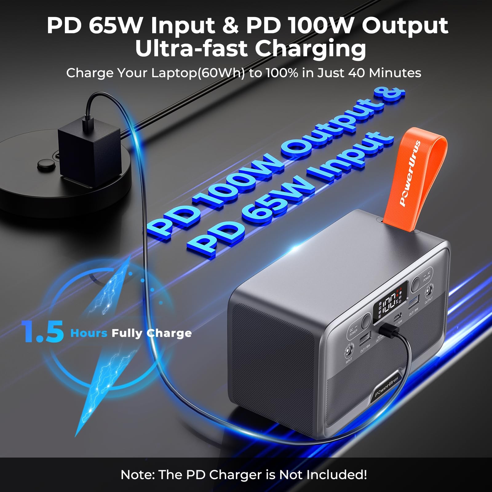 Portable Power Station,PowerUrus28,000mAh Solar Power Bank,LiFePO4Battery Backup