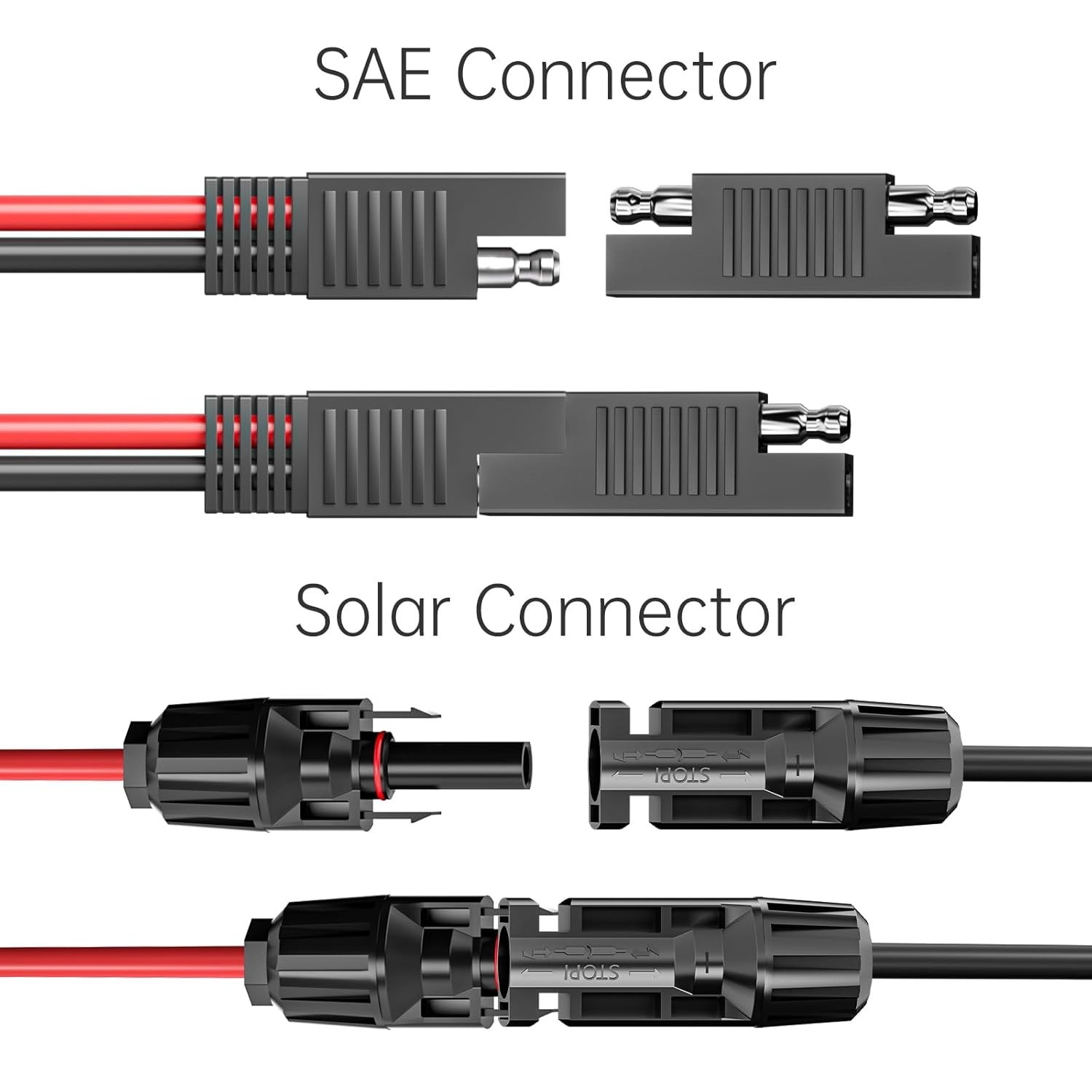Cable adaptador SAE para conectores de panel solar, 10 AWG, cable de extensión s