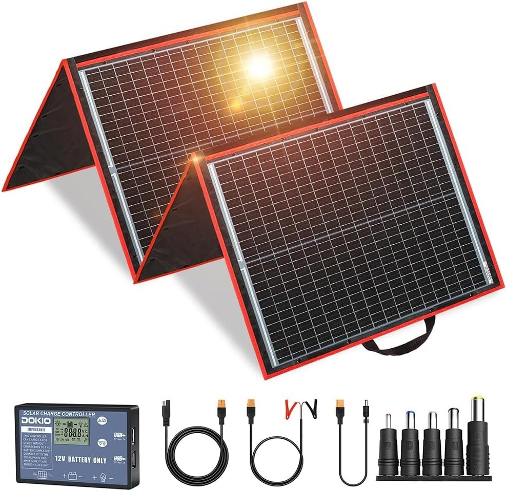 160W 18V Portable Foldable Solar Panel Kit with USB Output for RV – 12V Station