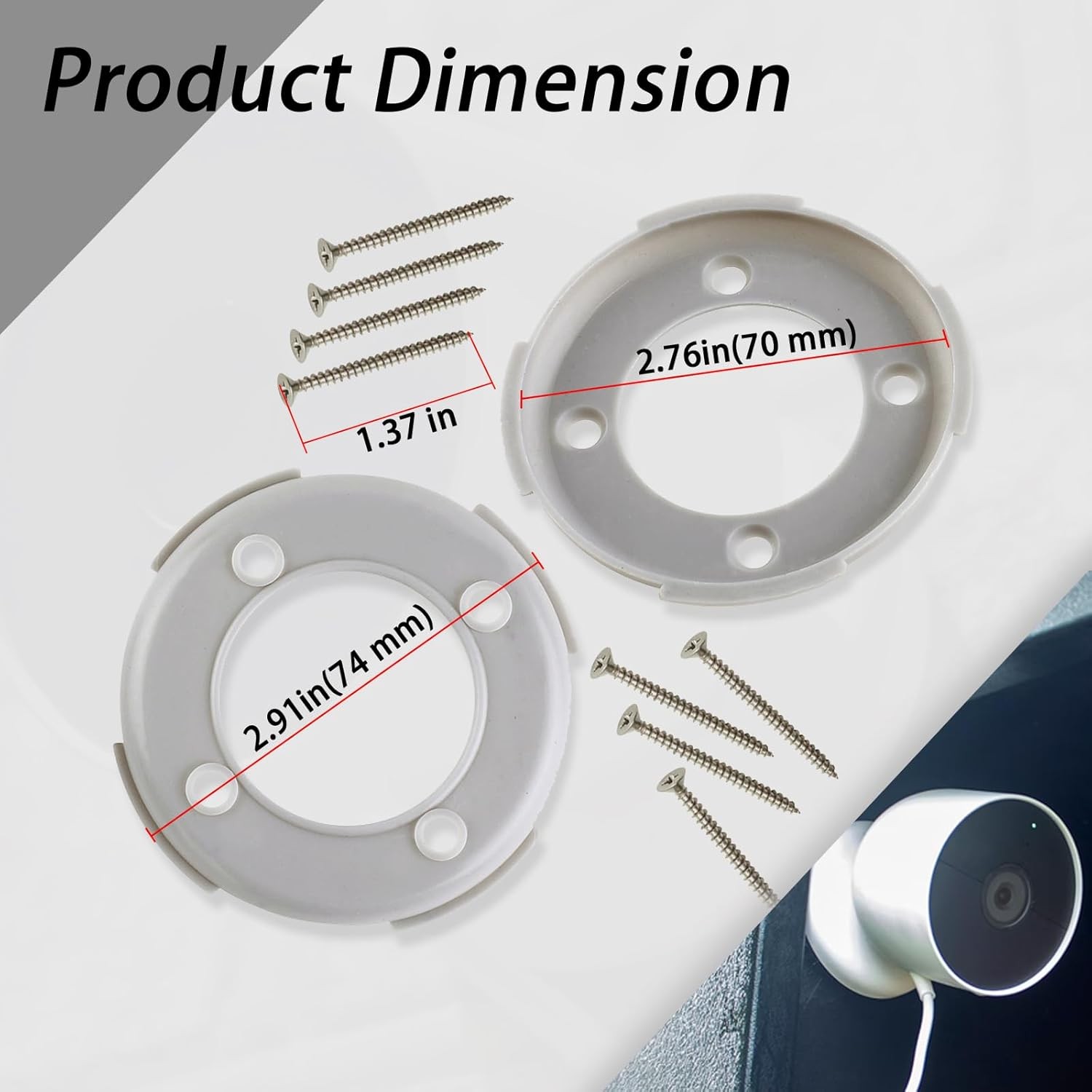 Wall Mounting Plate (Grey)-with Screws Compatible with Google Nest Camera(Outdoo