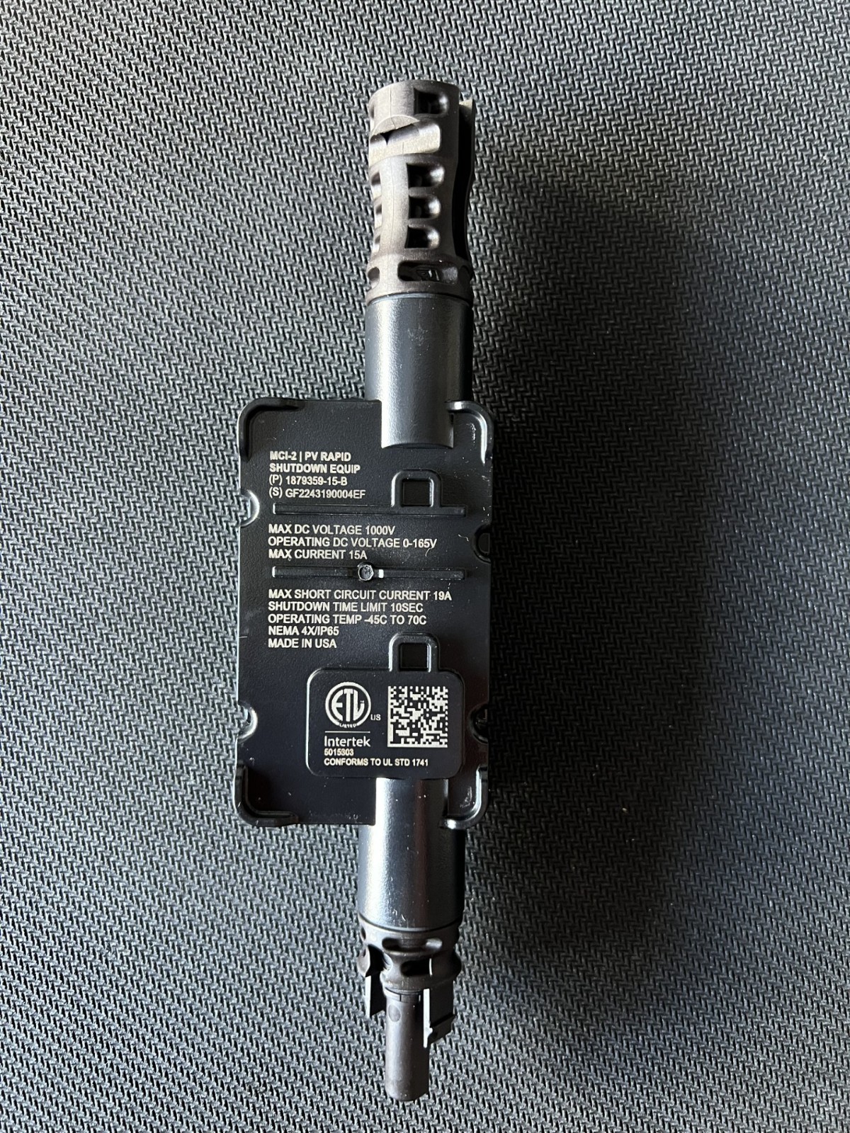 Tesla Mid Circuit Interrupter (P/N MCI-2 High Current) for PV Rapid Shutdown