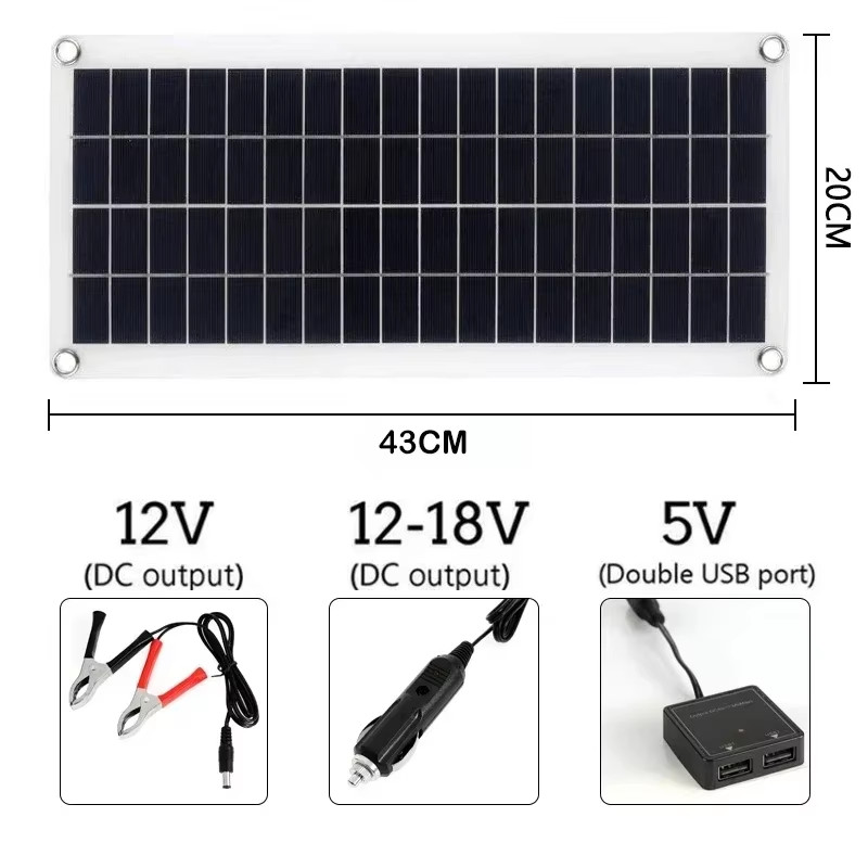 20W-1000W Solar Panel 12V Solar Cell 10A-100A Controller Solar Plate Kit for Pho