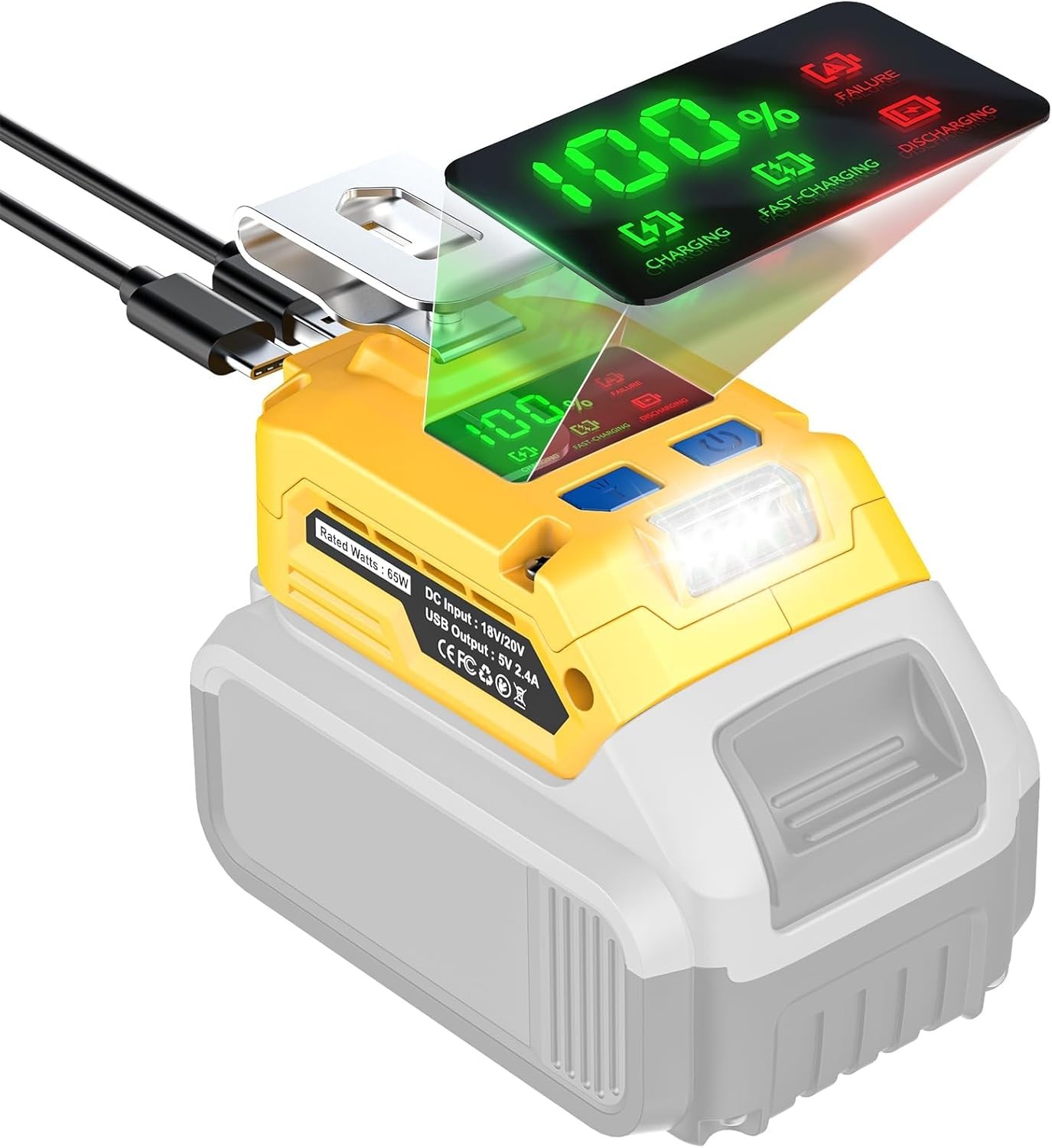 Ecarke 2-in-1 Battery Charger & Power Inverter Compatible with DeWALT 20V Batter