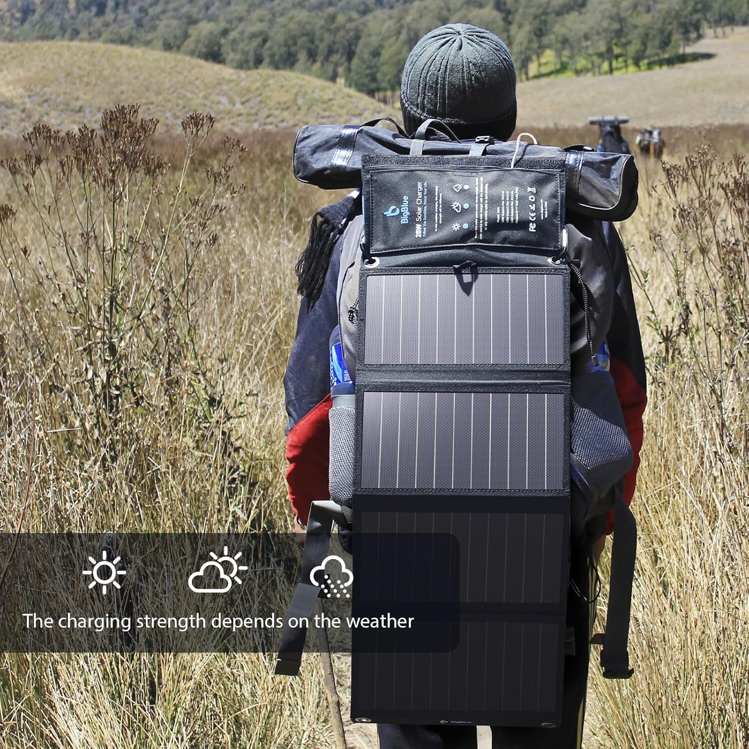 BigBlue 3 USB Ports 28W Portable SunPower Solar Panel IPX4 Waterproof
