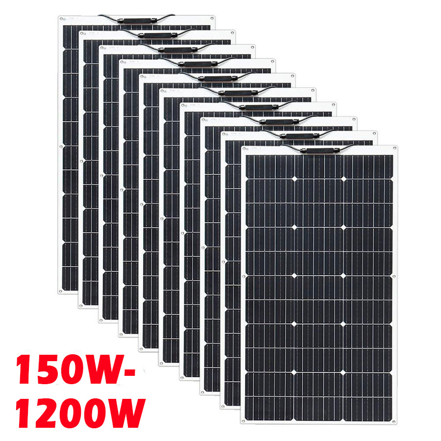 150W 300W 600W 900W 1200W Solar Panel Mono W/ 12V Controller PV Home RV Off Grid
