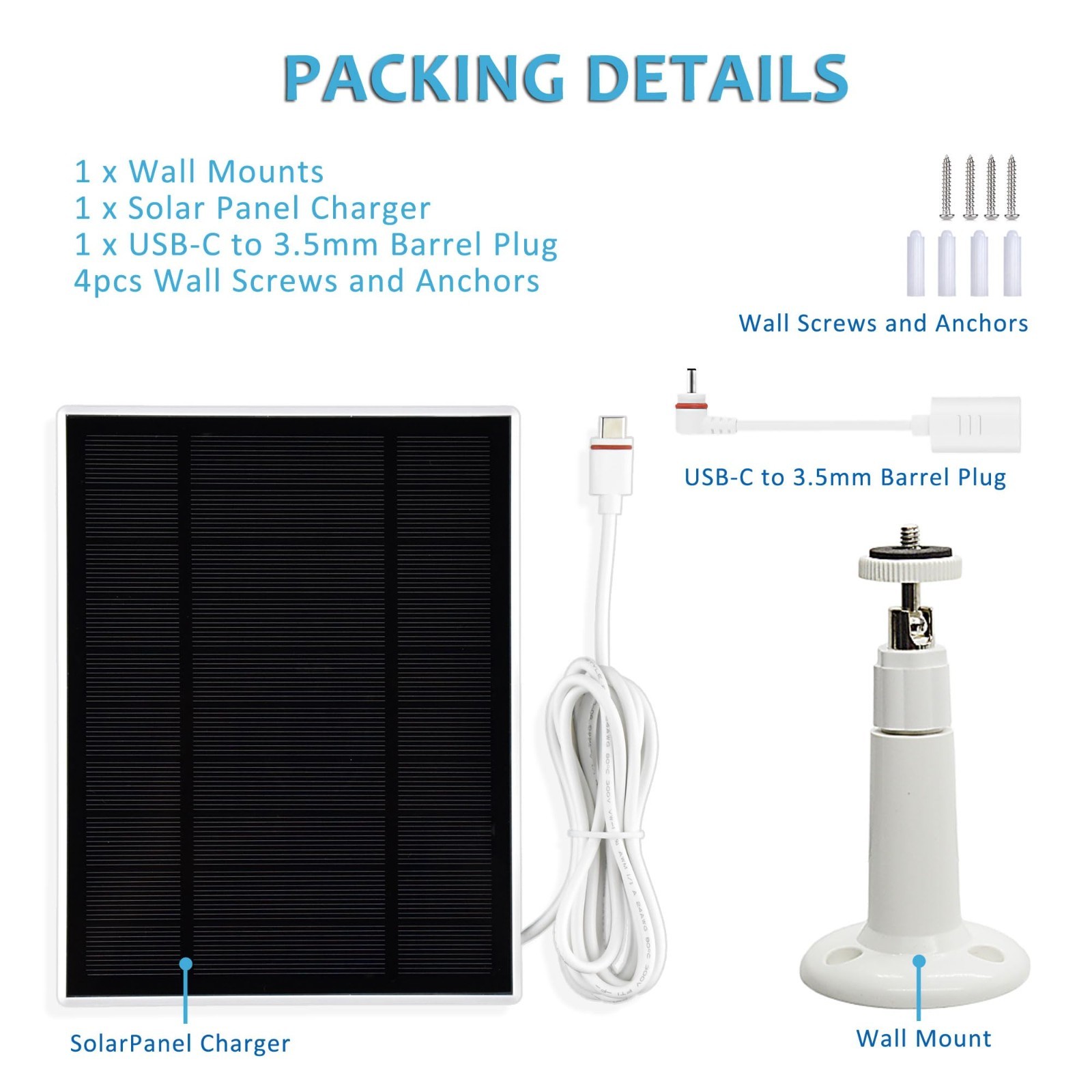 Solar Panel for Ring Cameras – 1 Pack Compatible with Stick Up Cam, Spotlight Ca