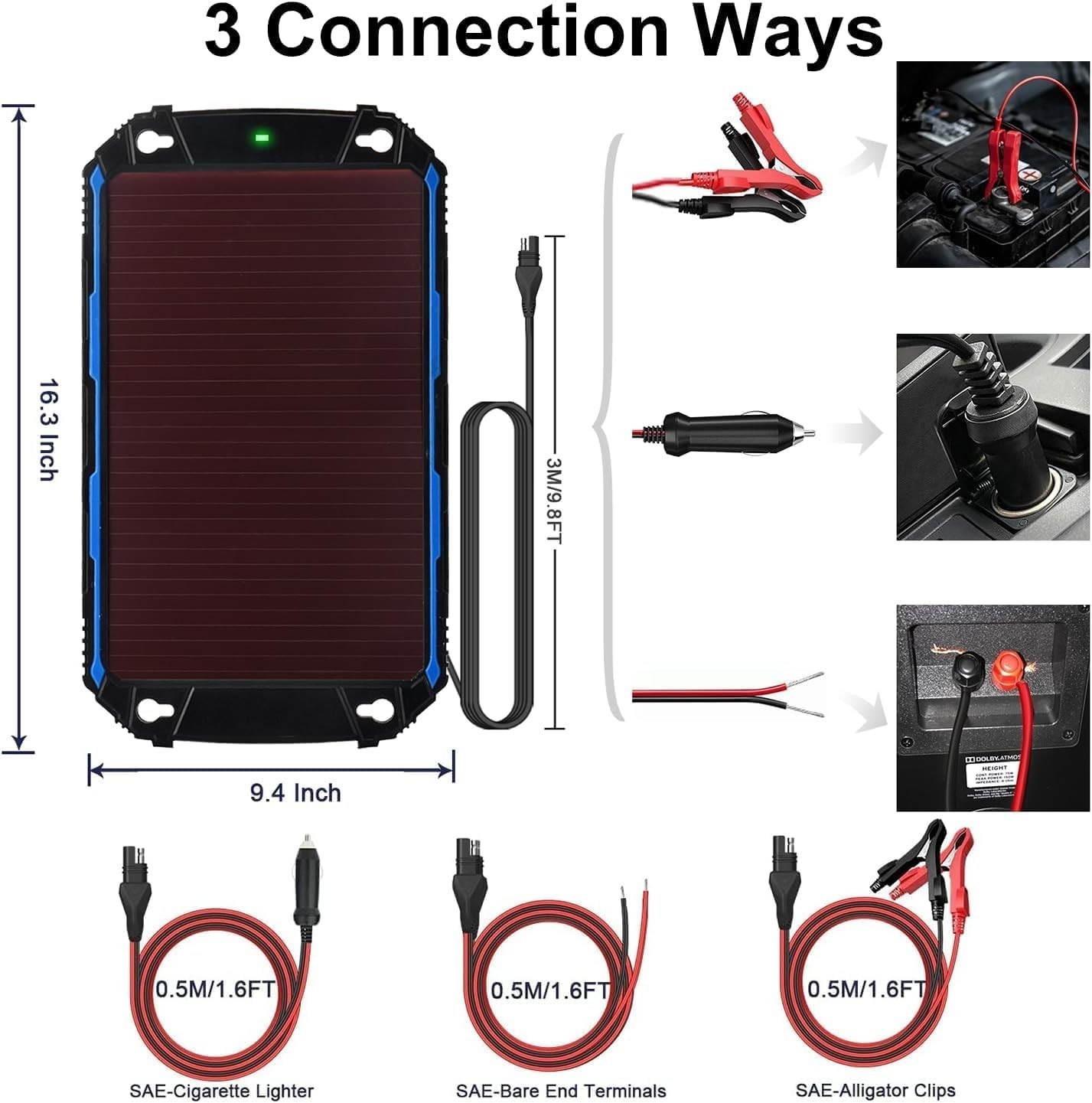 Waterproof 5W 12V Solar Battery Charger & Maintainer Pro, Built-in UltraSmart…