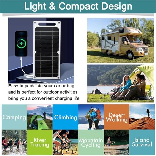 Mini 5V 6W USB Solar Panel, Portable 5 Volt 6 Watt High With USB Cable