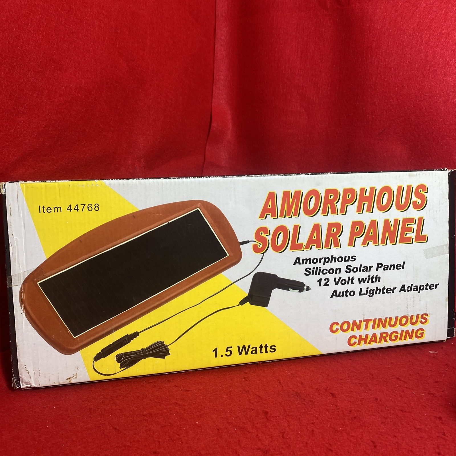 Amorphous Solar Panel – 1.5 Watts – 12V Power Port Adapter – Model 44768 – NOS