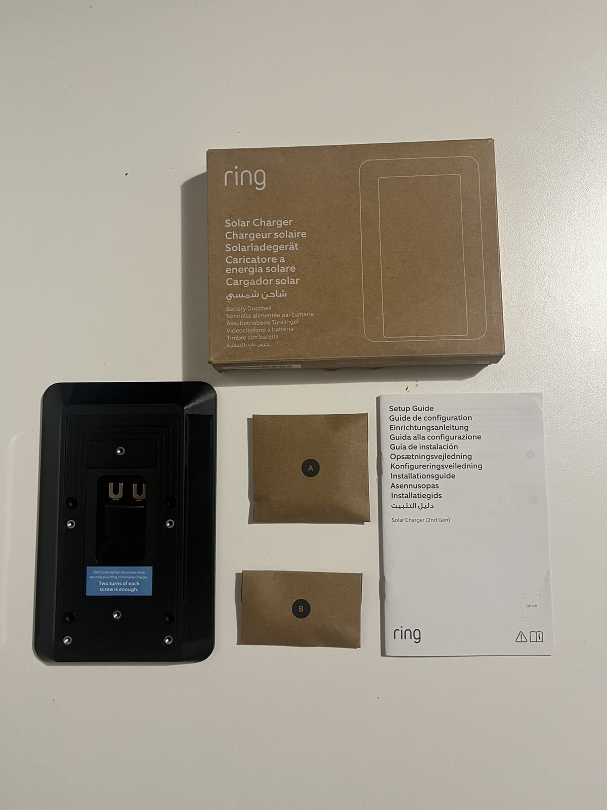 Official Ring Solar Charger Black Model 5F83E9 Video Doorbell Mount Open Box