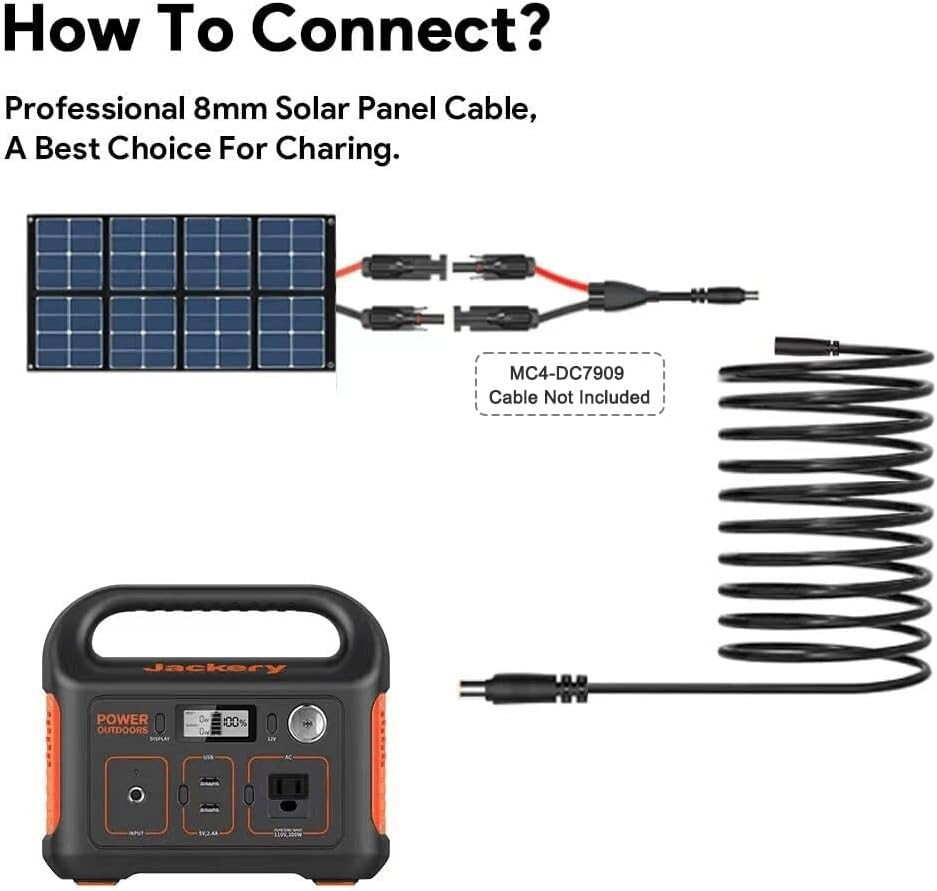30Ft Extension Cable 14AWG DC7909 Solar Extension Cable Fit Jackery/Anker/Bluett