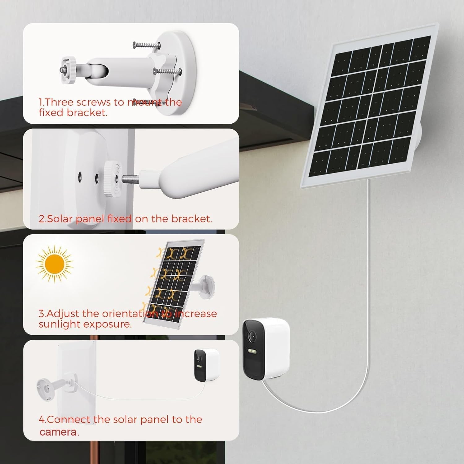 Fast Charging 8W Solar Panel for Bird Feeder Cameras – 360° Adjustable & 2 Pack