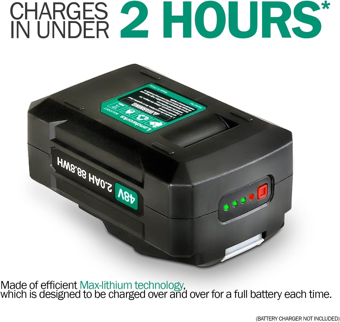 Landworks 48V DC 2Ah Lithium Battery 88.8Wh for Earth Auger