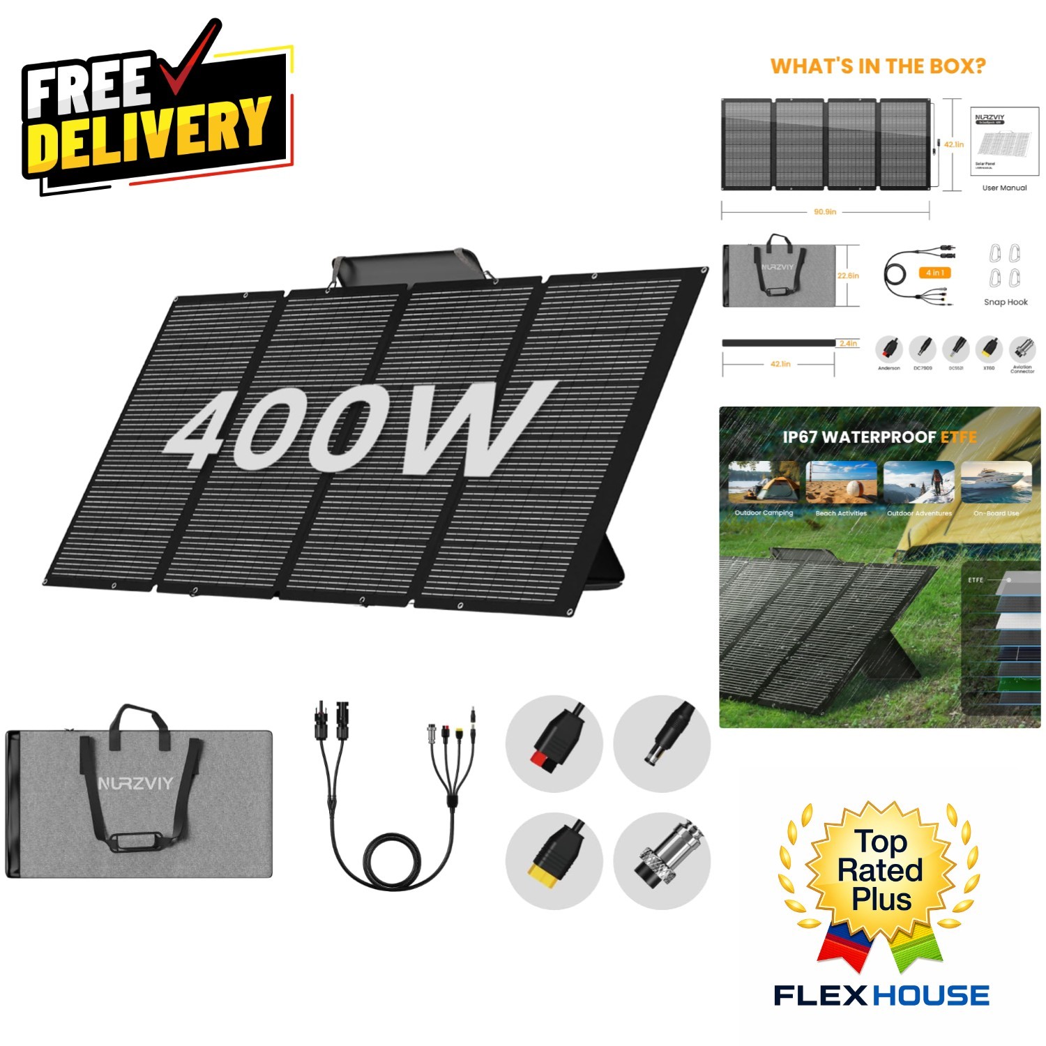 400W Foldable Solar Panel with Adjustable Stand – Ultimate Portable Charger