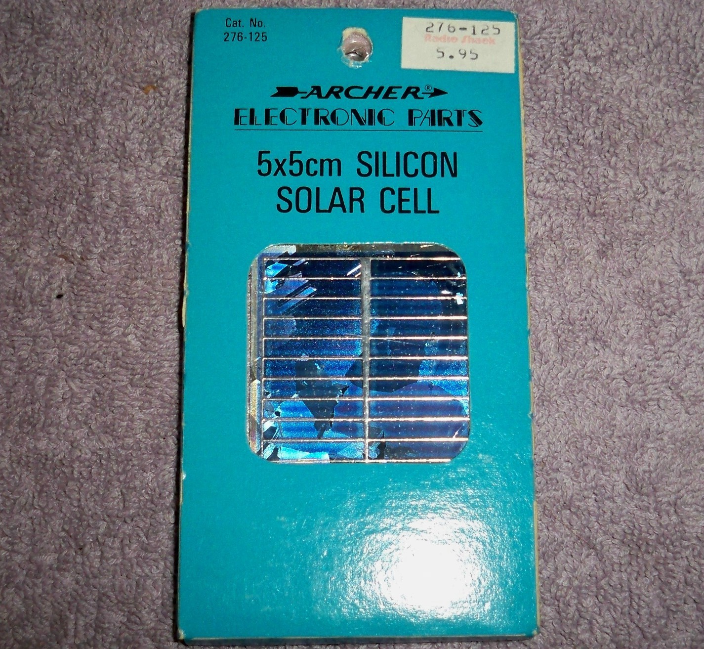LOT of 5 VTG ARCHER Silicon Solar Cells 5x5cm / Radio Shack CAT No 276-125/ NOS