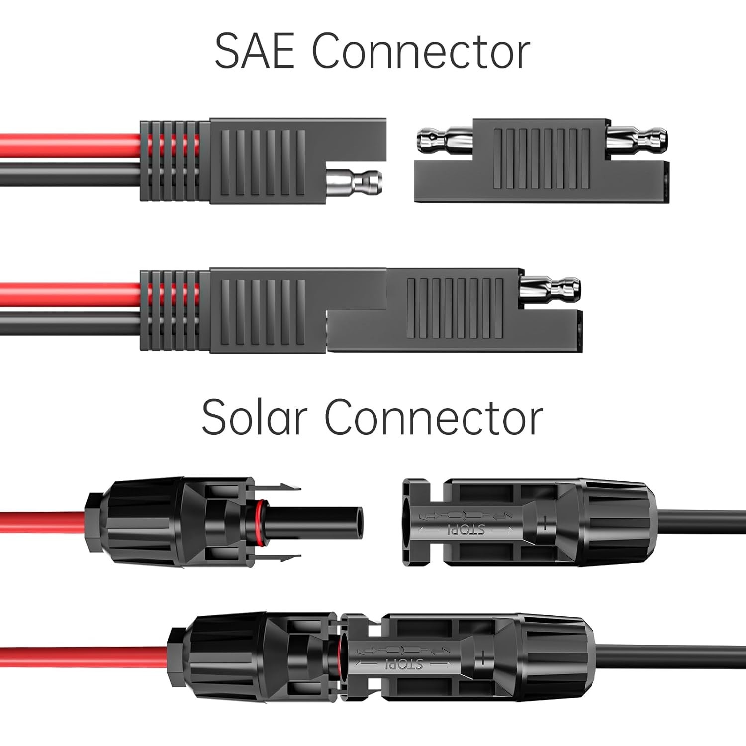 Solar Panel Connectors to SAE Adapter Cable 10AWG Solar to SAE PV Extension Wire