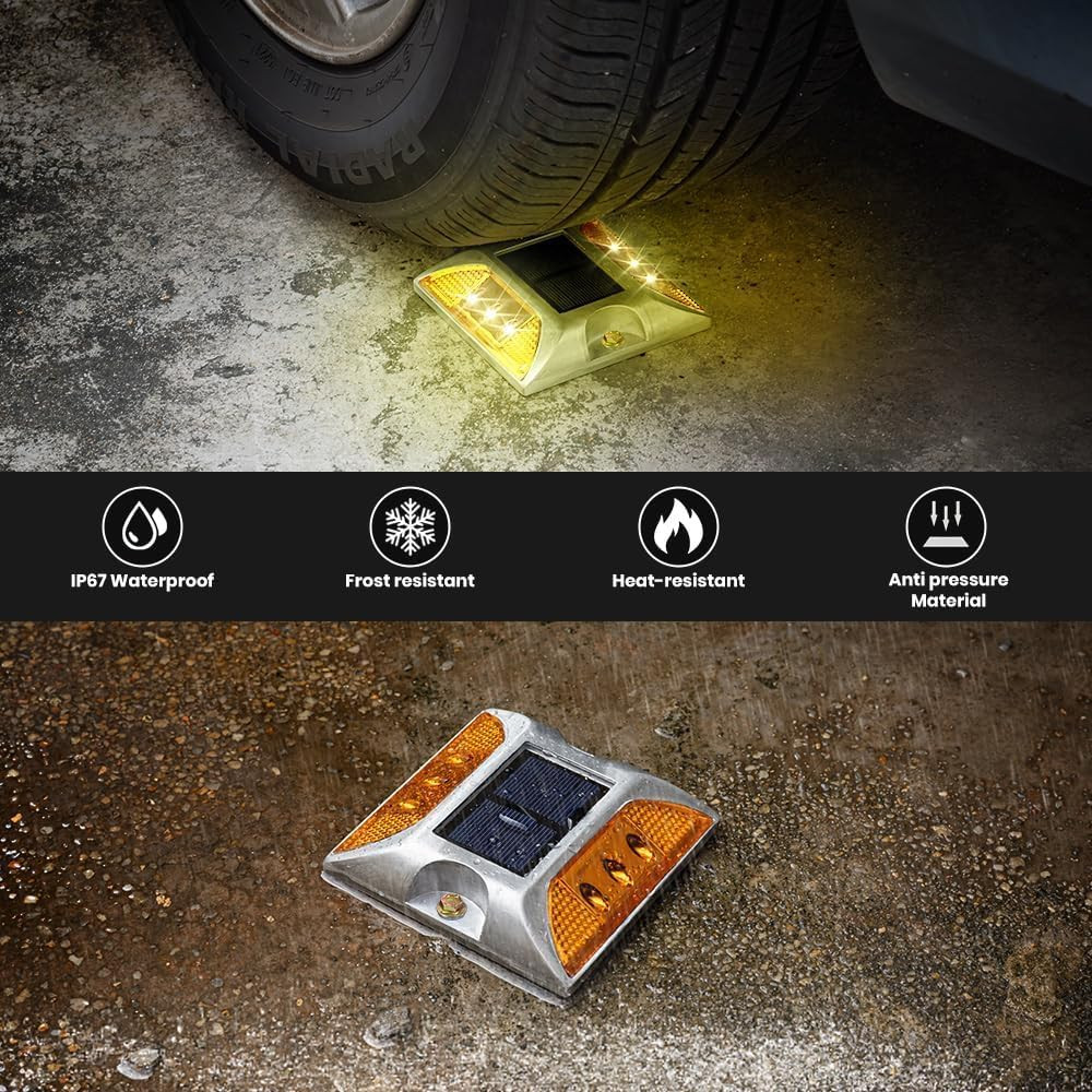 High Brightness Solar Road Markers – Waterproof Reflective Lights (6 Pack)