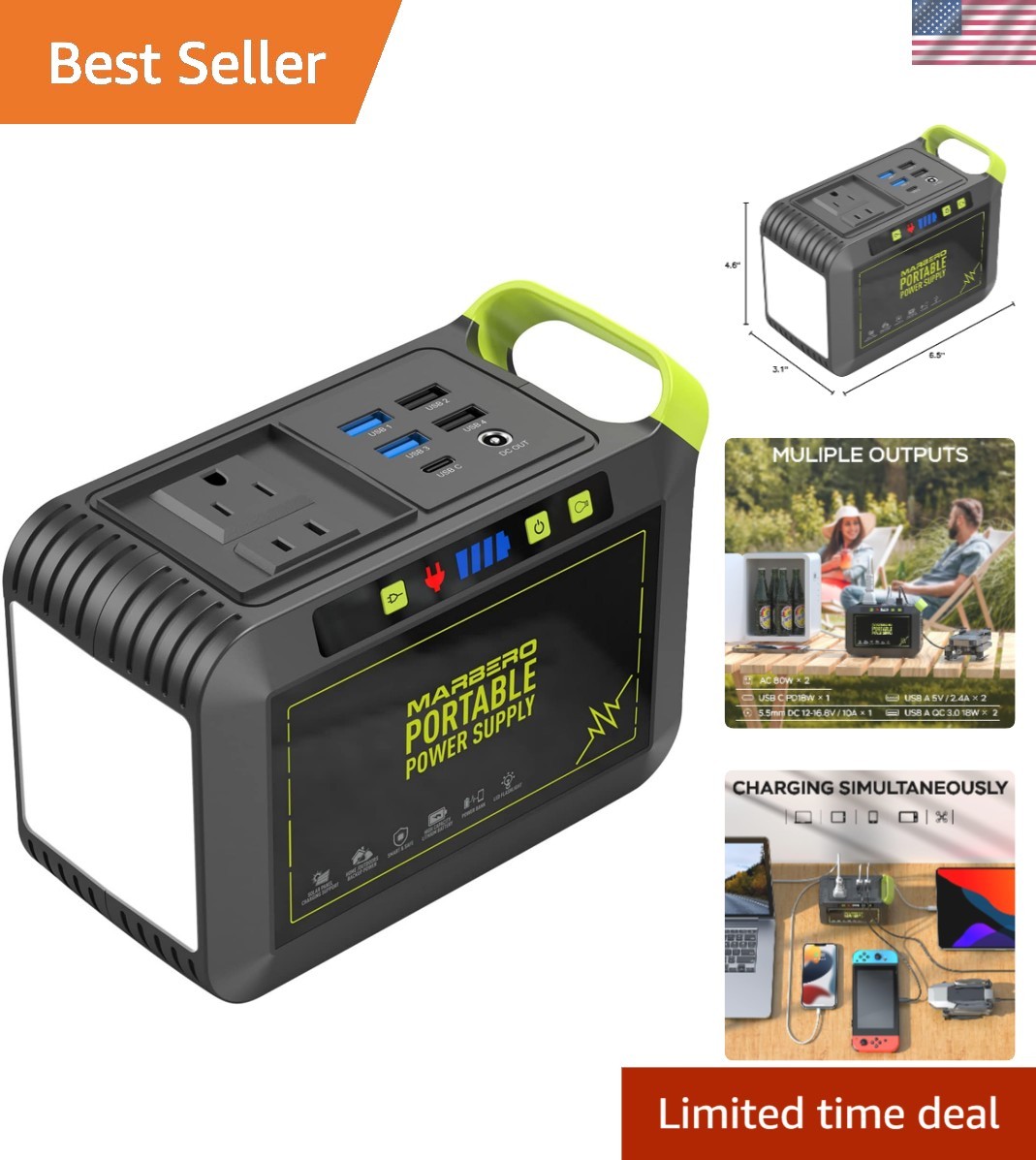 Portable 88Wh Solar Generator with Fast Charging & Advanced Safety Features