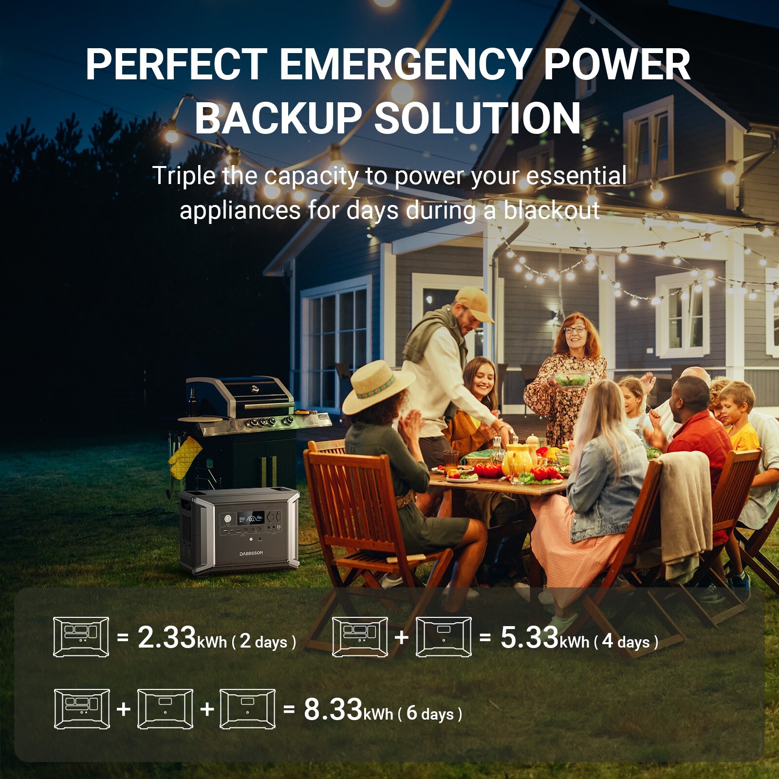 Dabbsson DBS2300 Plus Power Station LFP Solar Generator Max 16660Wh AC Outlets