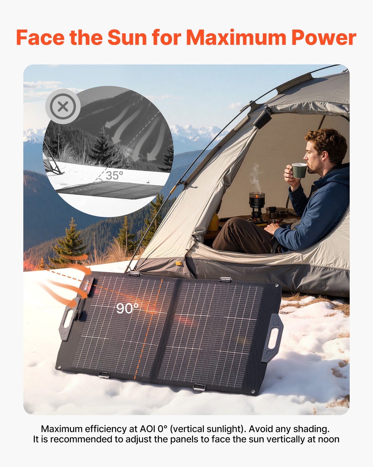 VEVOR 100W Bifacial Solar Panel Foldable Monocrystalline Solar Panel Charger