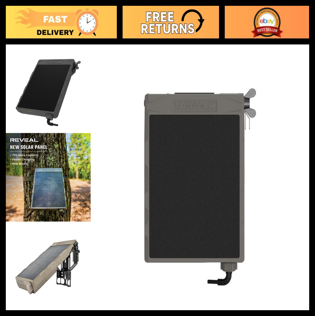 Solar Panel for Cellular Trail Cameras – Compatible with Reveal X 2.0, 3.0, Pro