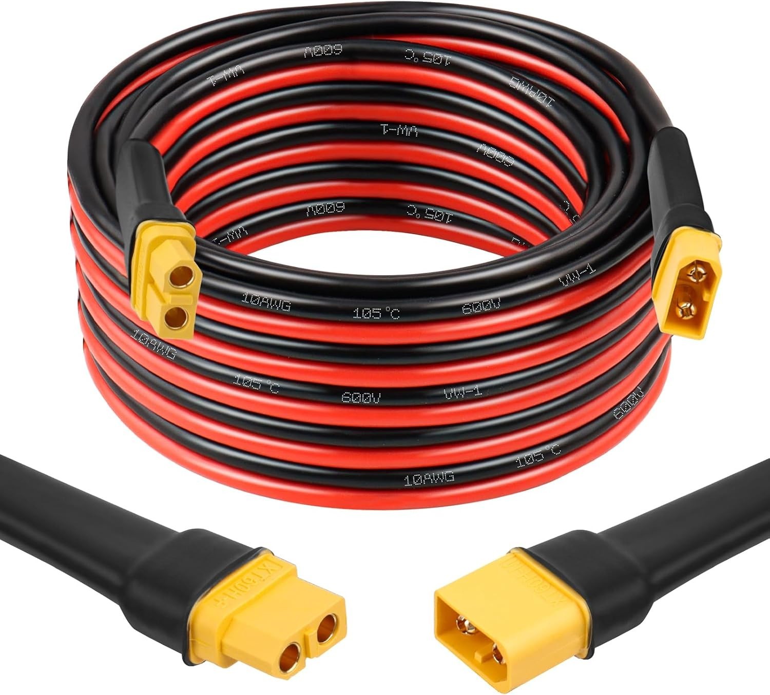 XT60 Extension Cable 20ft 10AWG Male to Female for Portable Power Solar RC Ba…