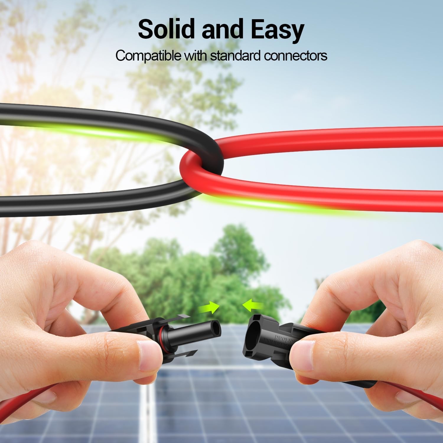 30FT 10AWG Solar Extension Cable, 10 Gauge Solar Panel Wire with Female and Male