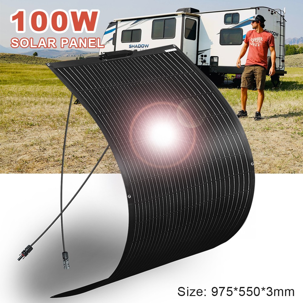 100W Watt Flexible Solar Panel 12V Mono Bendable Off-Grid Power Charger for Boat