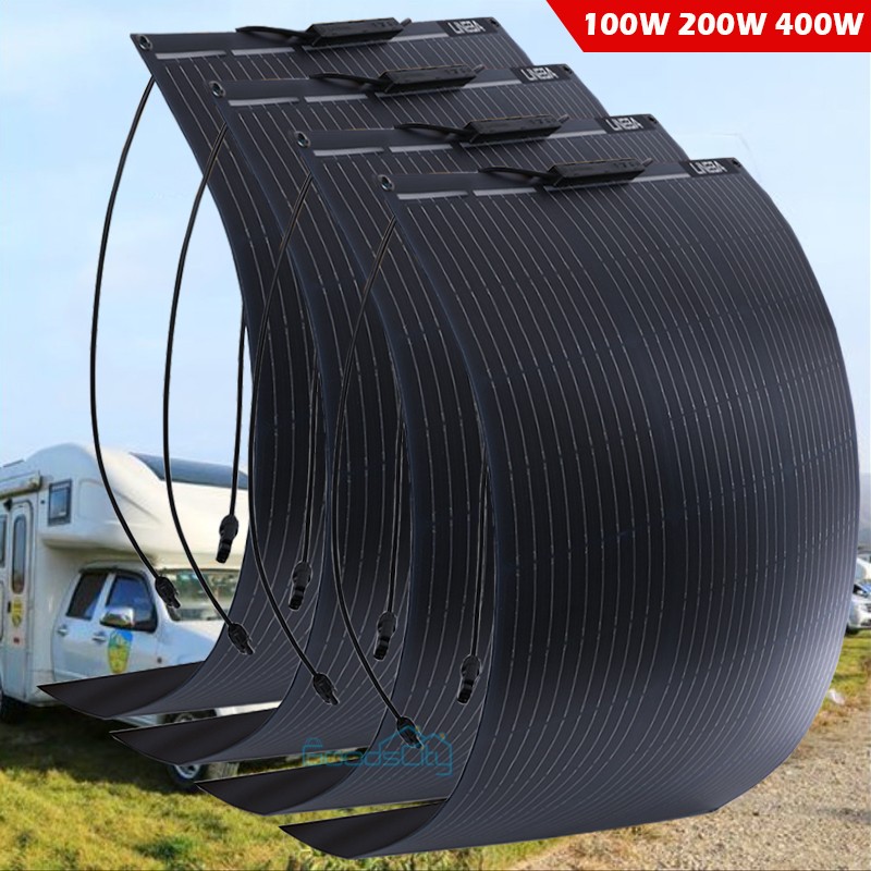 Mono Flexible Solar Panel 4 x 100 Watt 12V Power Camping Home RV Battery Charge