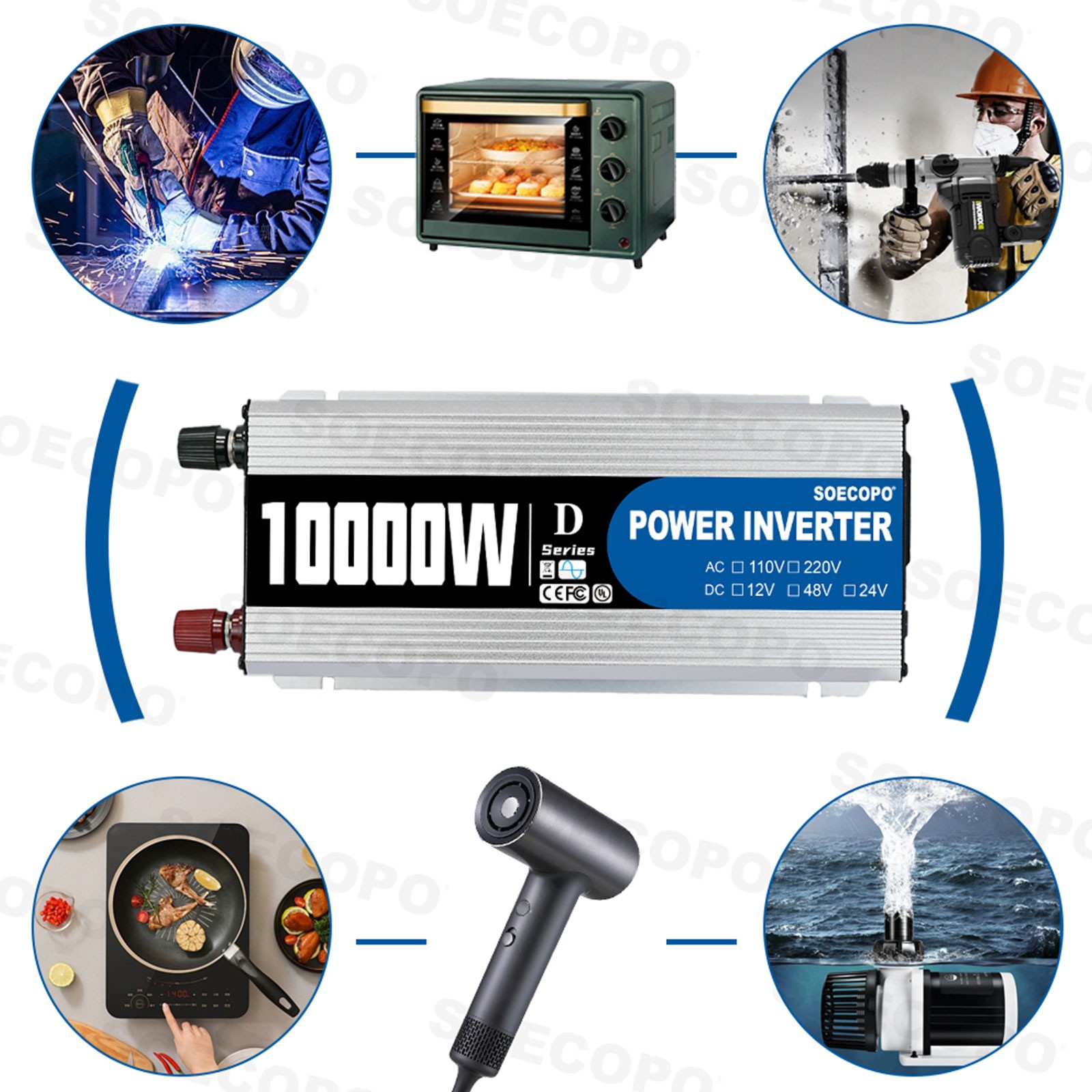 10000W Solar Kit 2pcs Flexible Panels 100A Controller 12V to 110V 220V Inverter