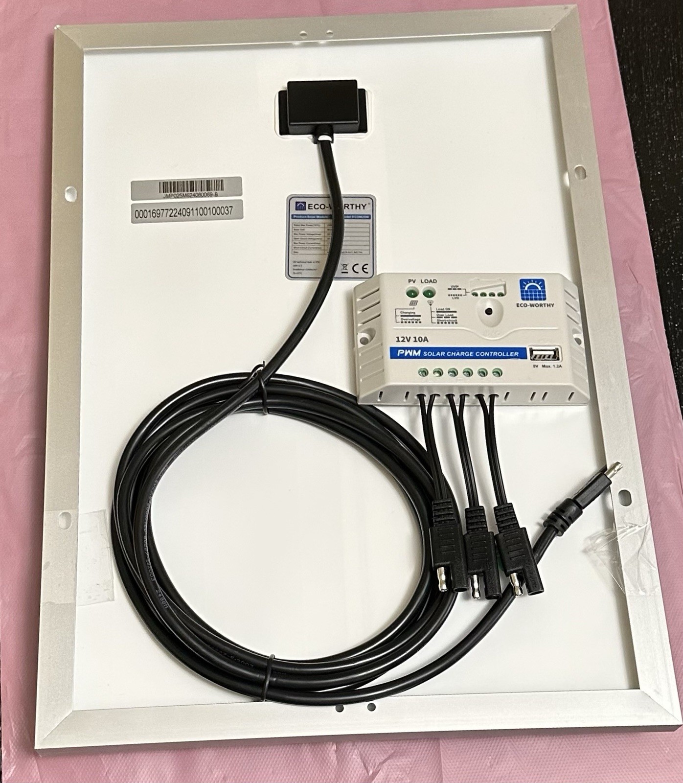 25 Watts 12V Off Grid Solar Panel Kit with Charge Controller No Bracket/box New