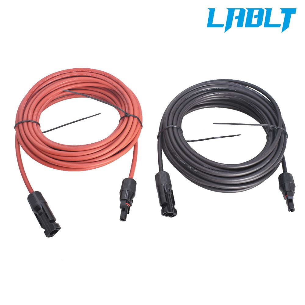 LABLT 30 FT 12 AWG Black and Red Solar Panel Extension Cable Wire Connector