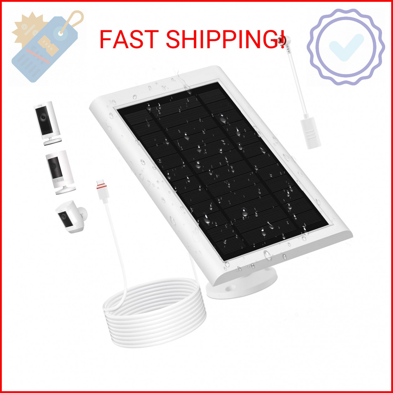 Solar Panel for Ring Camera(2nd Generation) Dustproof Waterproof 5W Solar Panel