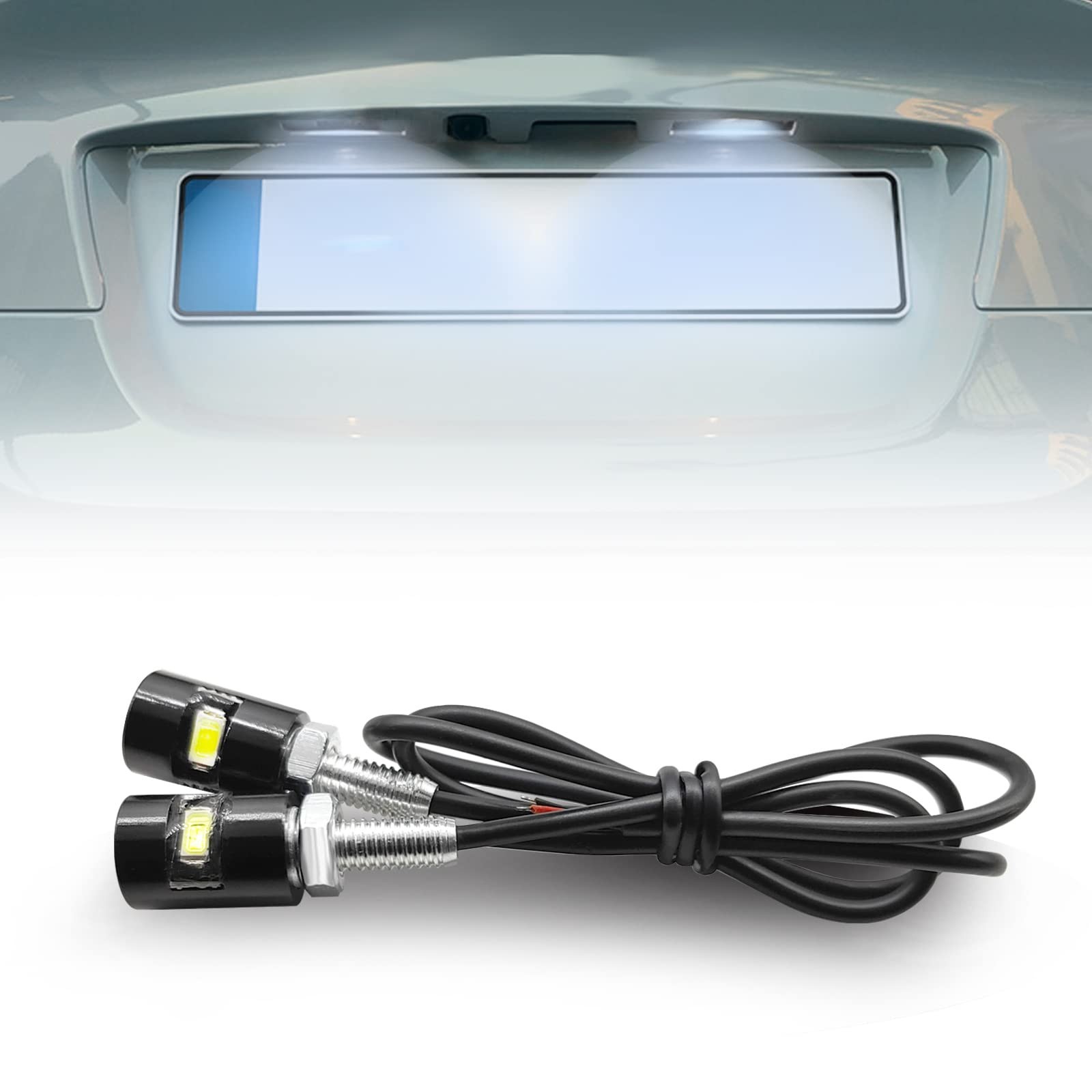 2PCS License Plate Light, Super Bright 12V White LED Bulb License Screw Bolt …