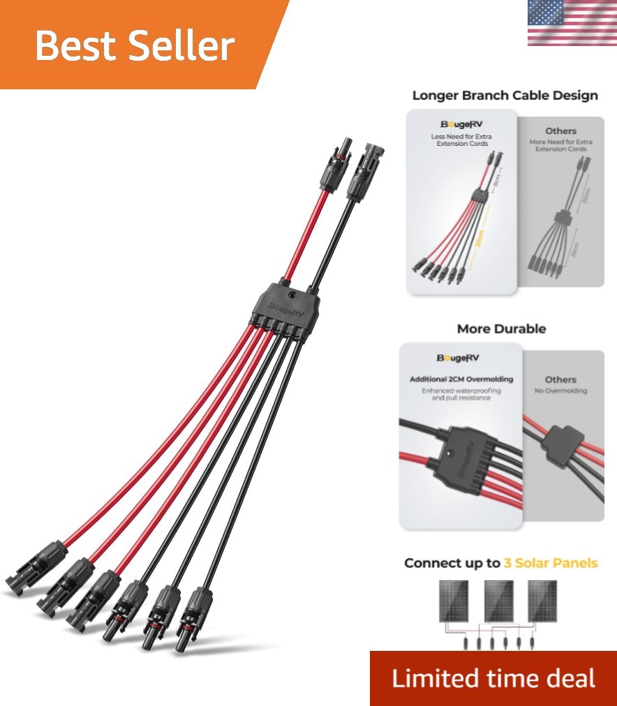 Solar Parallel Connectors for 2-3 Solar Panels, 2 to 6 Y Branch 10AWG Adapter…