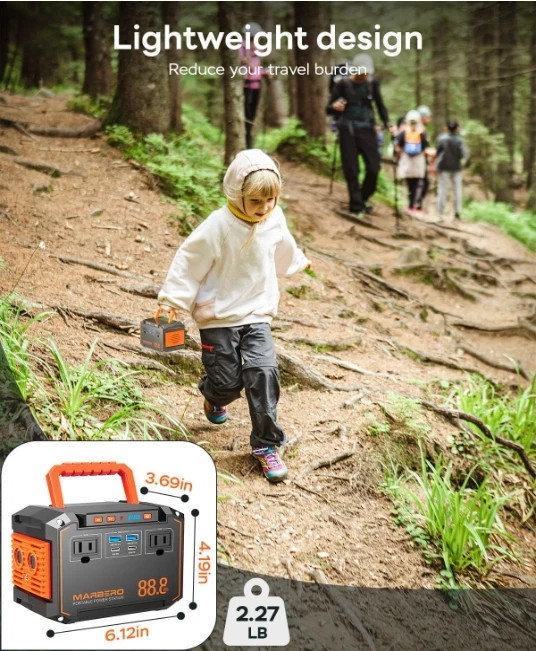 Estación de energía portátil de litio para camping de 88.8 Wh, Generador solar