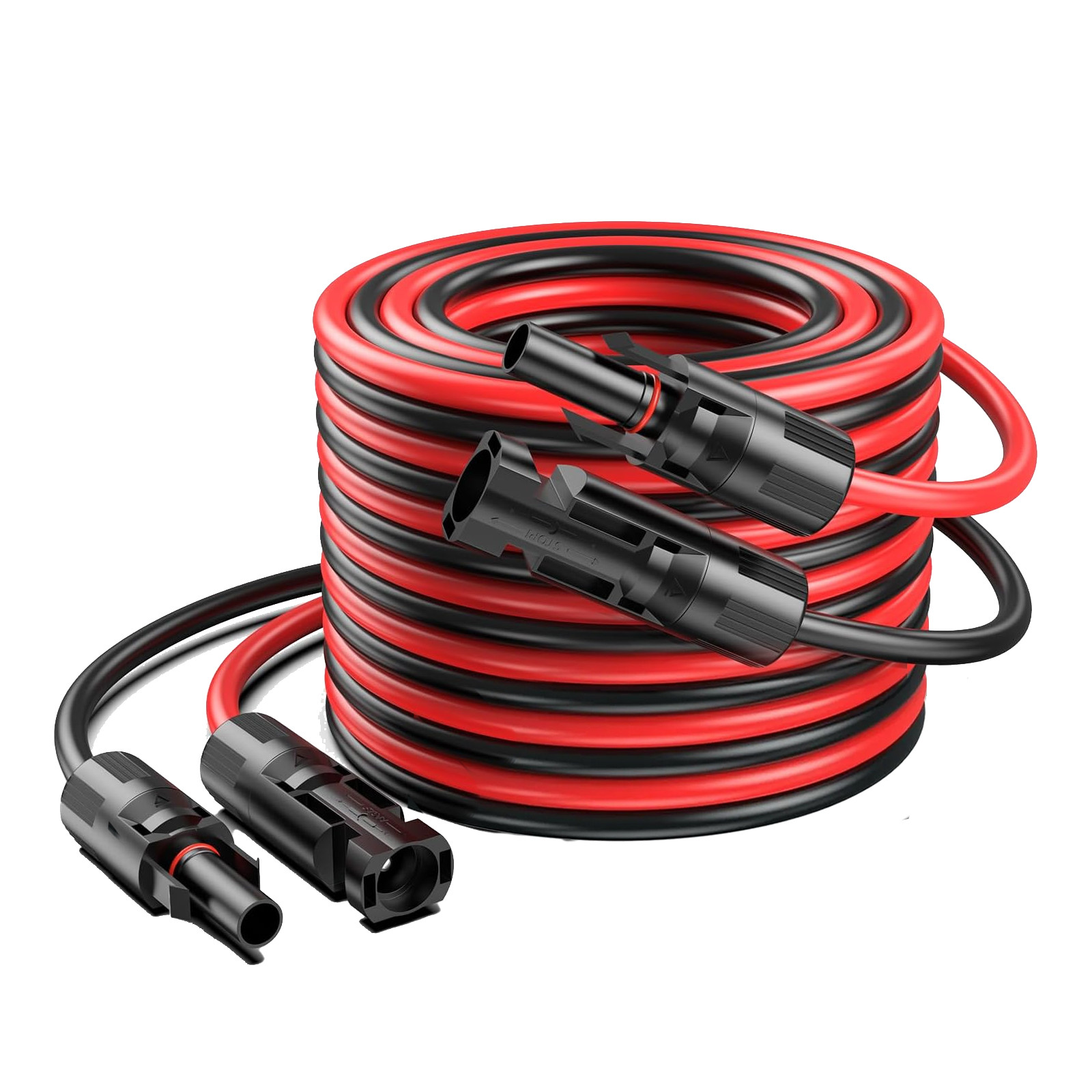 50ft Black + Red 10AWG Solar Panel Extension Cable Flexible Wire Connectors