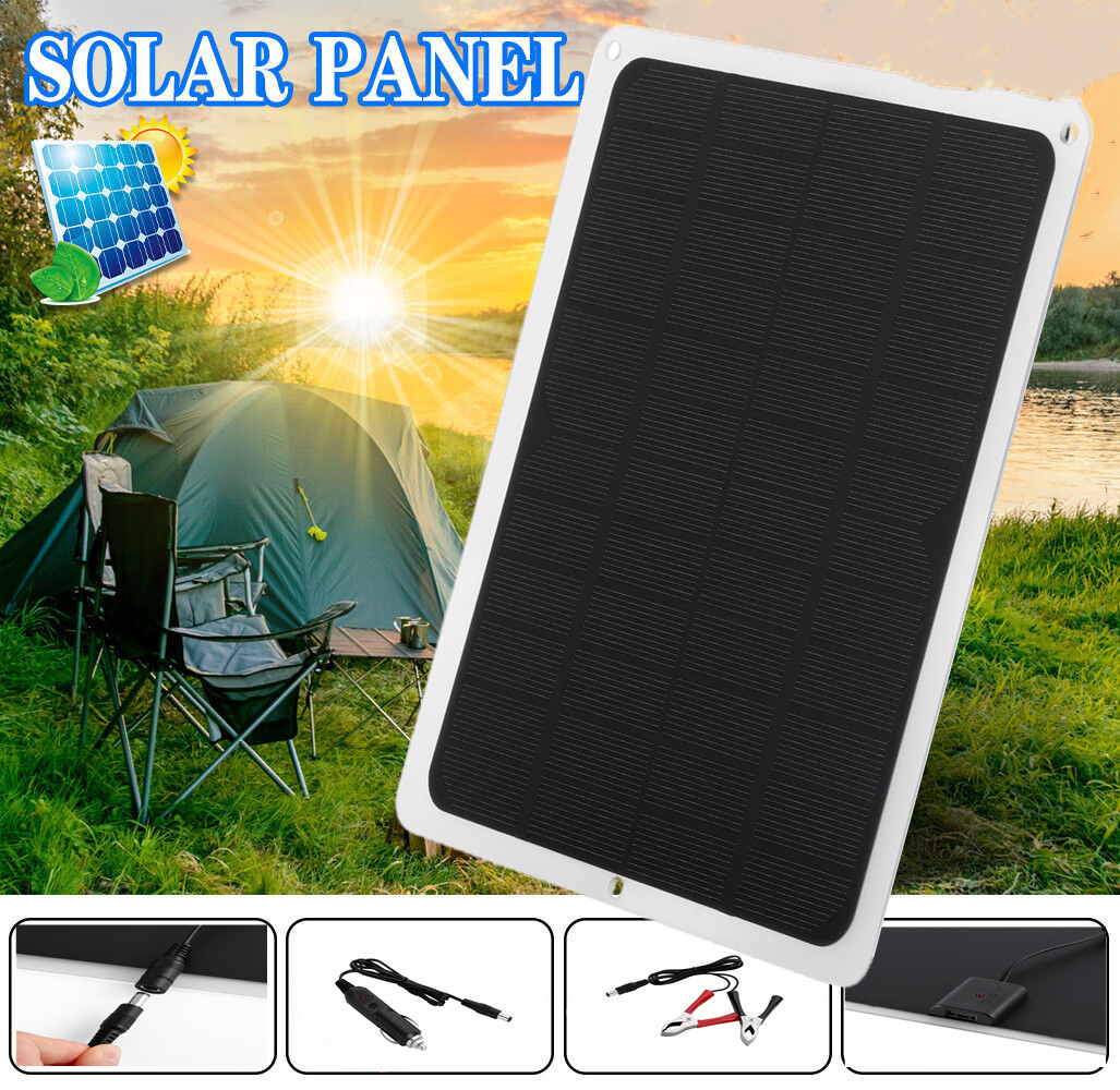 22W Solar Panel 12V Trickle Charger Battery Charger Kit Maintainer Boat Car RV