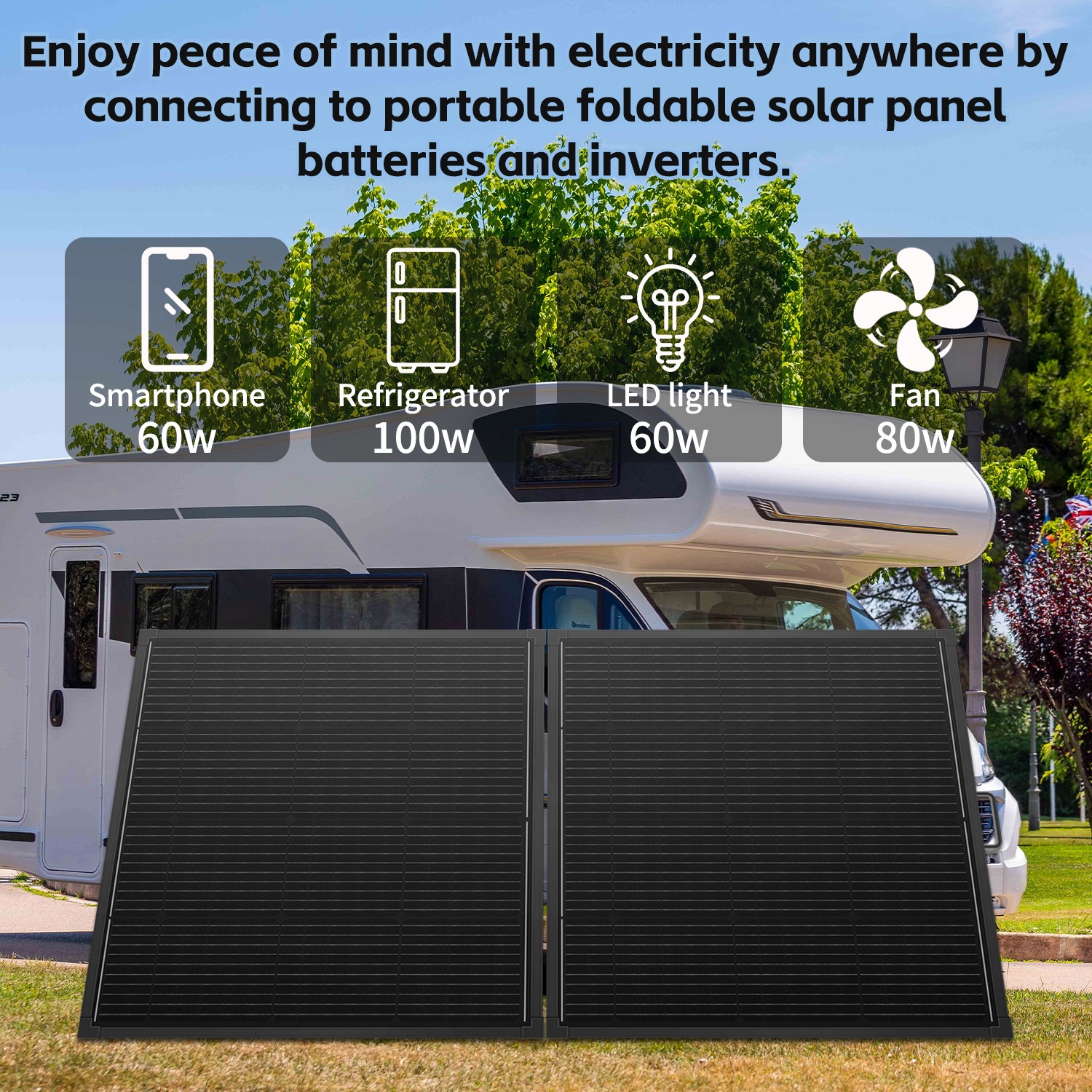 200W Solar Panels Solar Charger Power Supply Portable Mono Adjustable Kickstand