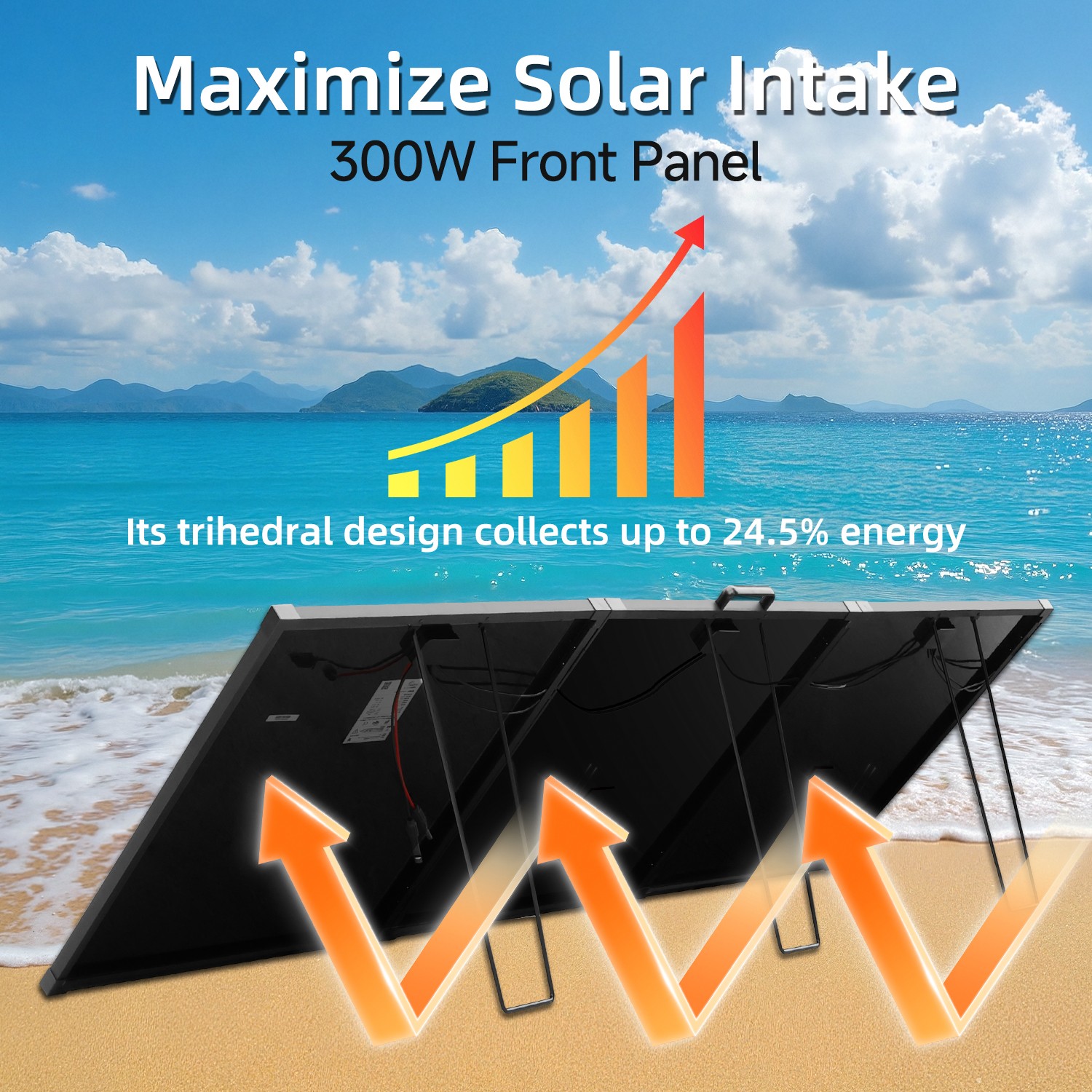 300W Solar Panels Portable Mono W/Kickstand ETFE Solar Charger Power Supply HQ