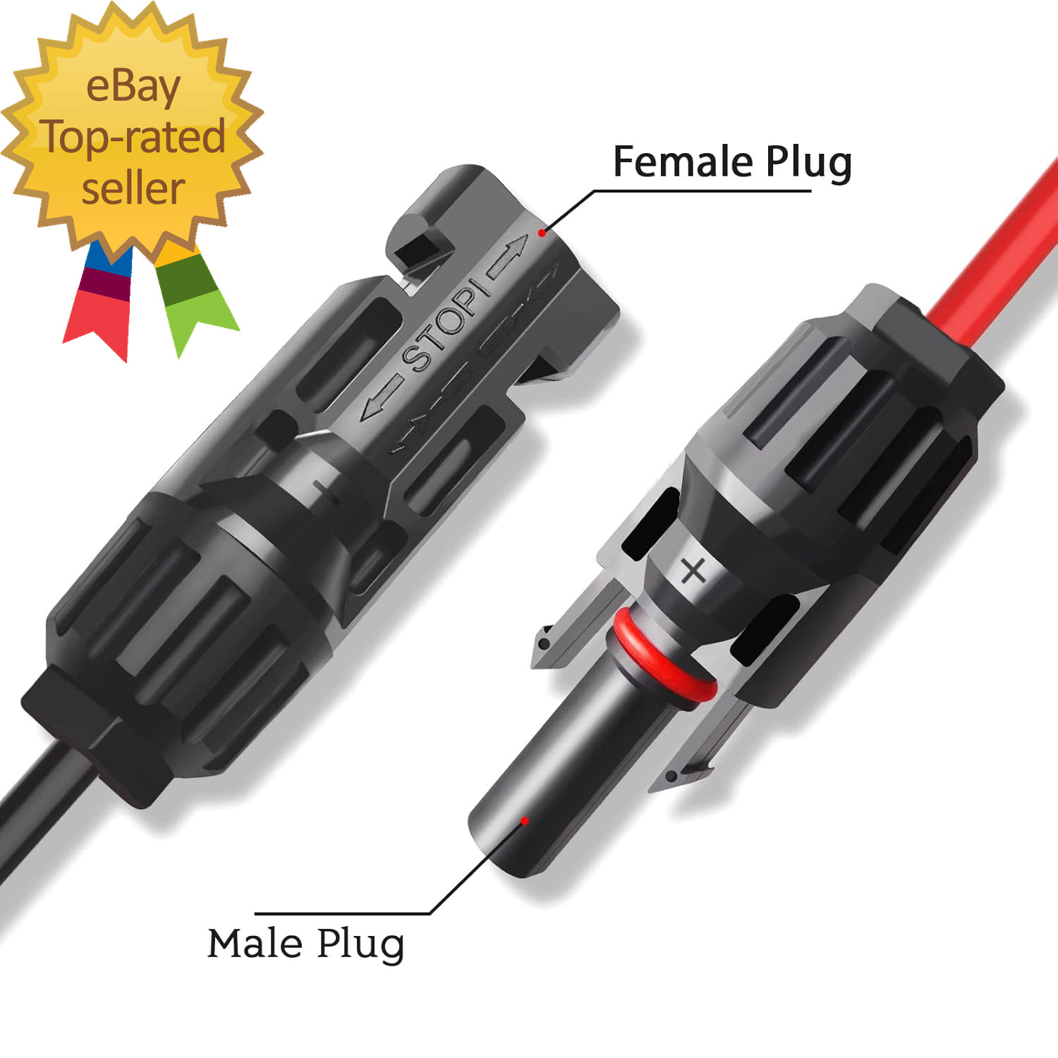 Solar Panel Connectors to SAE Adapter Cable 10AWG Solar to SAE PV Extension Wire