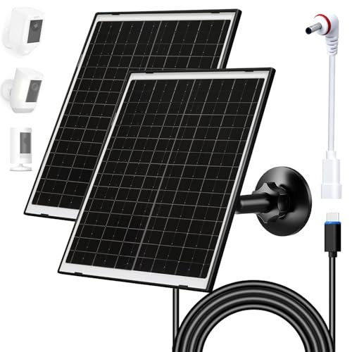 FUTUREZEN 10W Solar Panel for Ring Camera, DC 3.5×1.35mm & USB-C Solar 2 Black