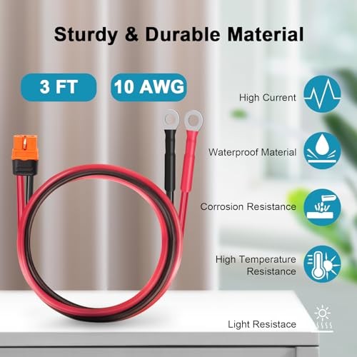 XT60i to O Ring Terminal Cable 10 AWG XT60i Female to O Ring 3FT 10AWG