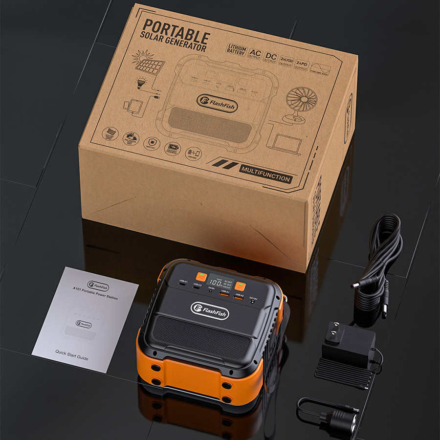 Flashfish Solar Generator Portable 120W 98WH 240W Peak Li-ion Battery for Camp