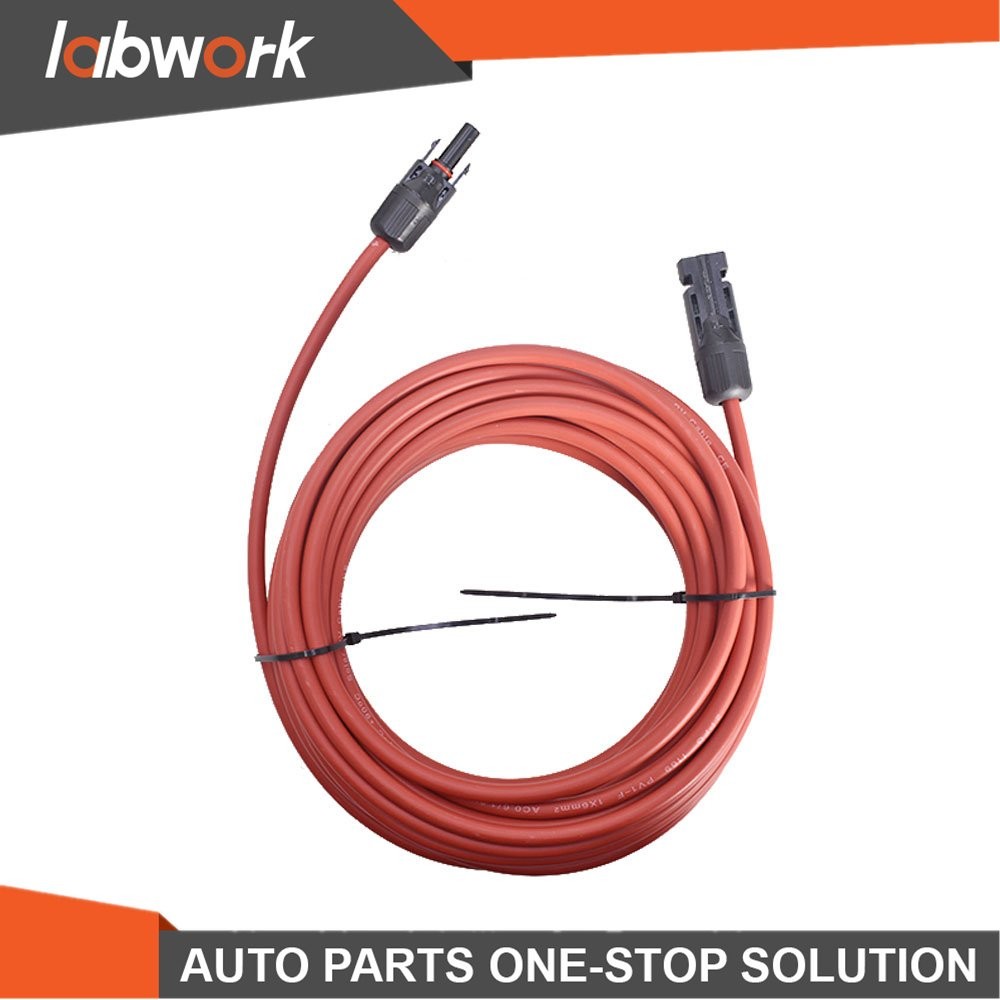 Labwork 1 Pair 25FT 10AWG Red+Black Solar Panel Extension Cable Wire Connector