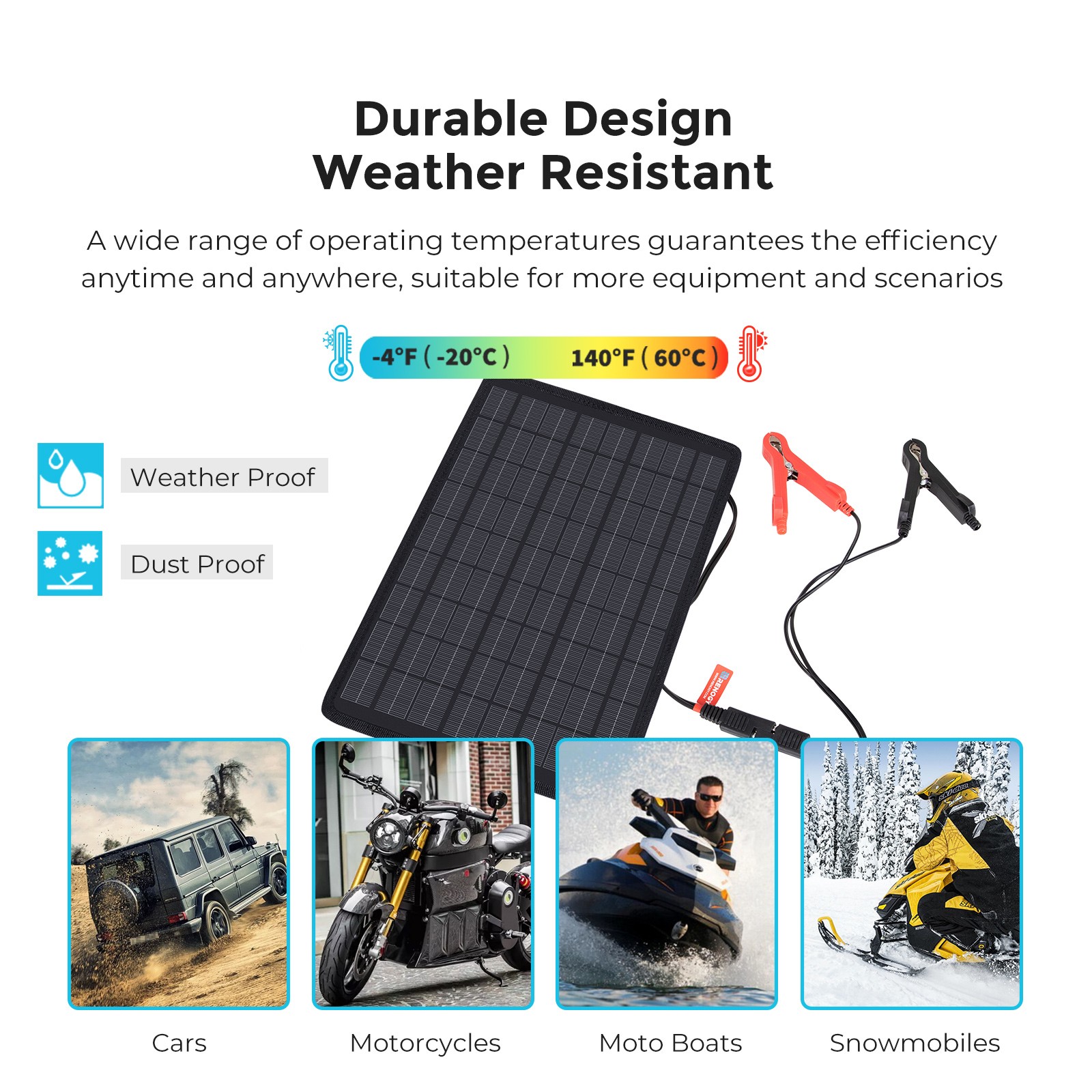 Renogy 10W Solar Trickle Charger Portable Battery Maintainer with Lighter Plug