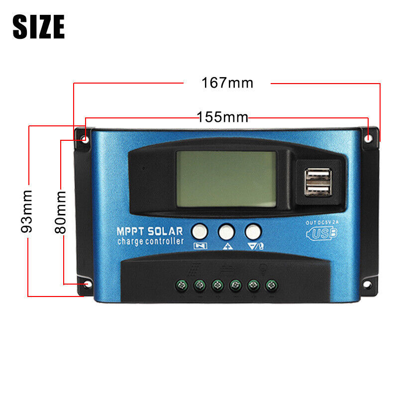 For MPPT Solar Charge Controller Solar Panel Regulator Battery 30A-100A