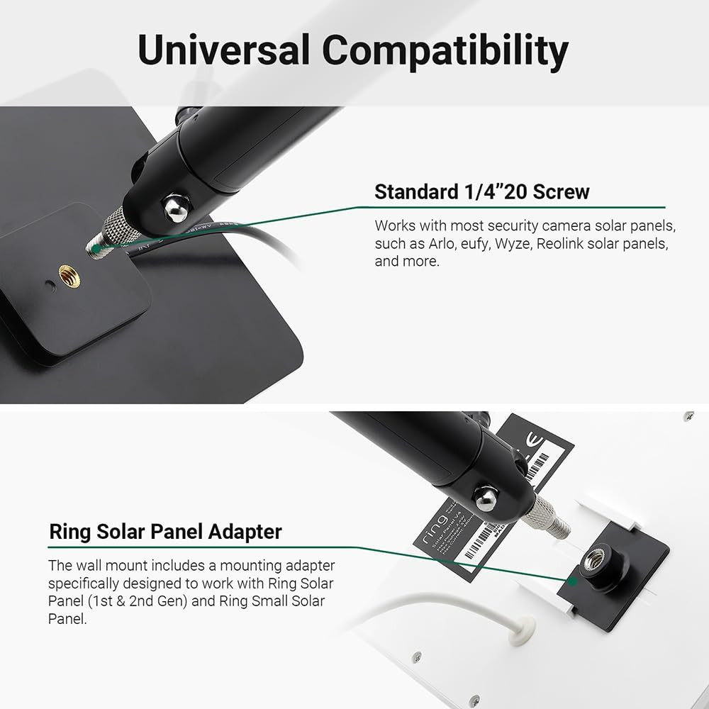 Universal Solar Panel Wall Mount for Ring, Eufy, Arlo, Wyze, Reolink Solar Panel