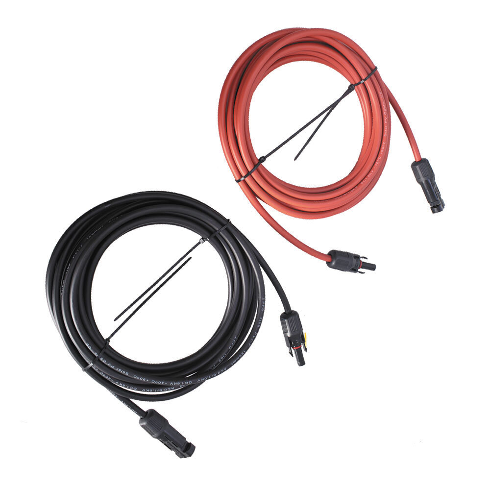 1 Pair Black + Red Solar Panel Extension Cable Wire PV Connector 10/12/14 AWG