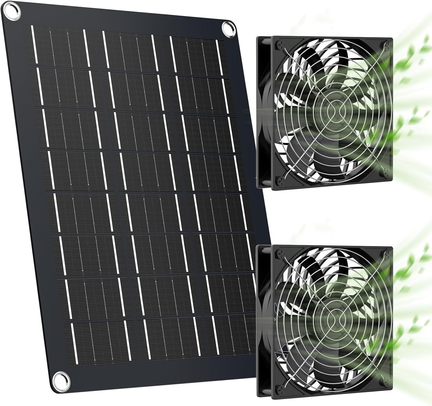 4.7 Inch Solar Powered Fan Kit 15W Solar Panel W/ 2 Waterproof Fans